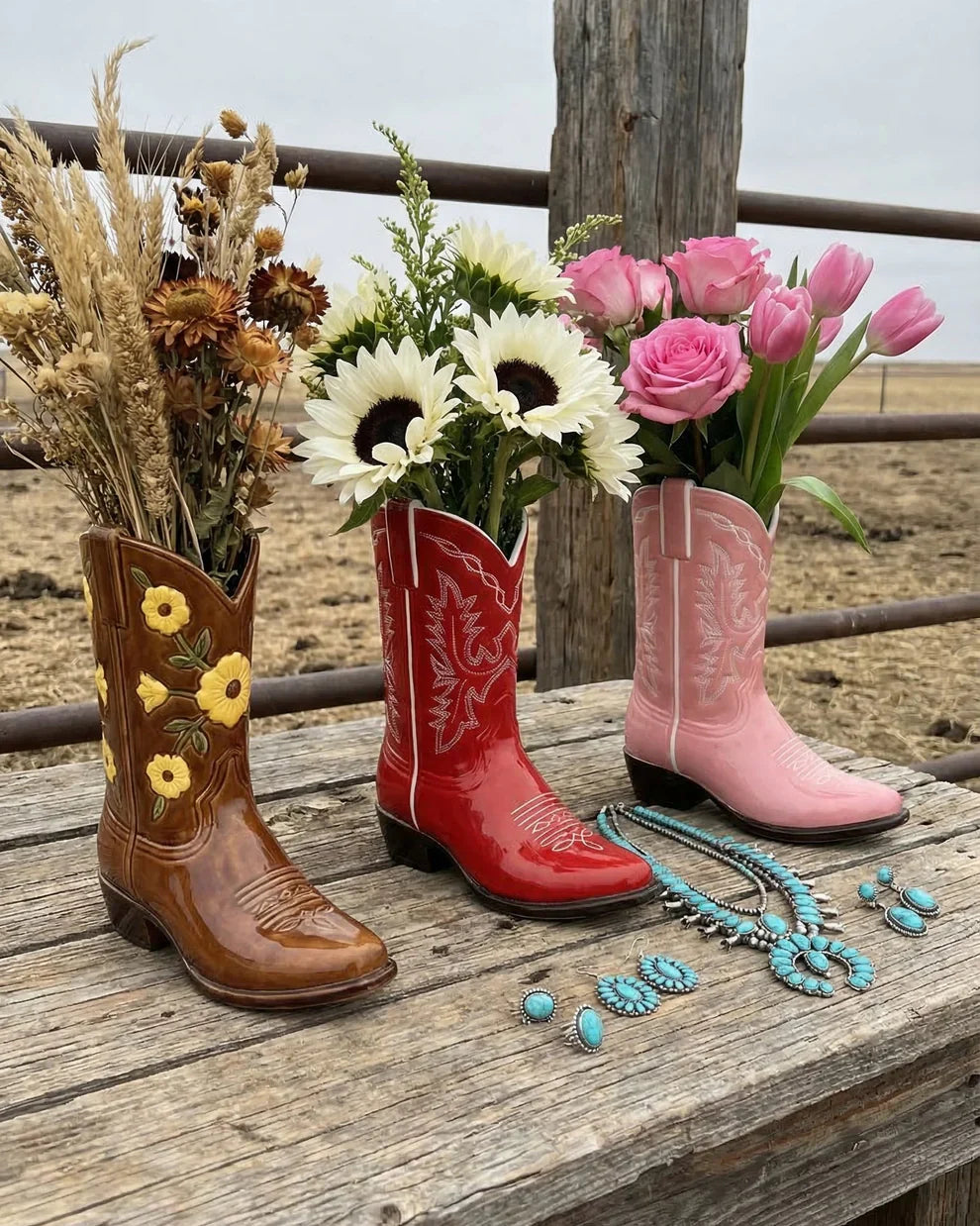 Cowboy Boot Vase